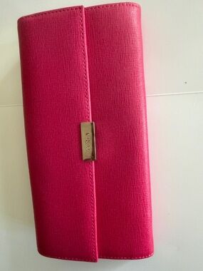 Furla Hot Pink Leather Clutch Wallet